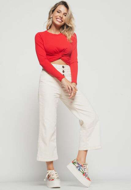 Image_Cropped  Nó Manga Longa Canelada Vermelho Salvatore Fashion