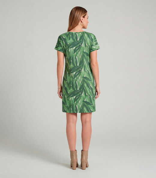 Vestido Básico Com Gola Redonda Infinita Cor Verde