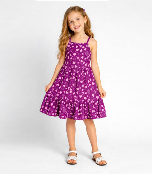 Vestido Midi Infantil Com Recorte Franzido Select Vermelho