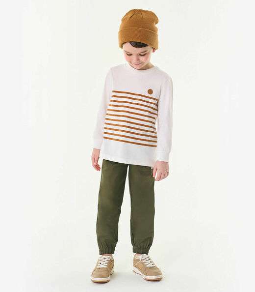 Conjunto Camiseta Manga Longa E Calça Trick Nick Bege