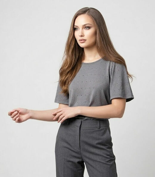 Image_Blusa Feminina Com Manga Godê Infinita Cor Cinza