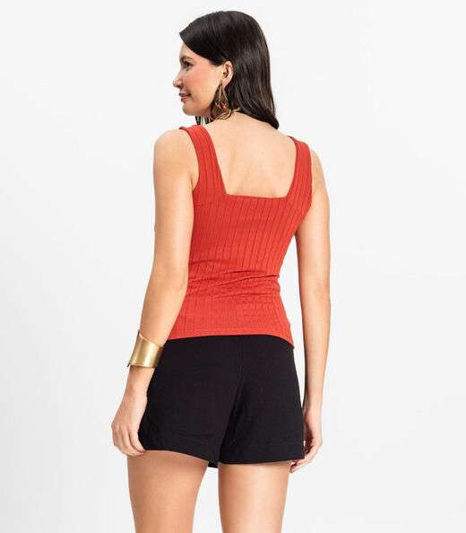 Regata Canelada Feminina Infinita Cor Laranja