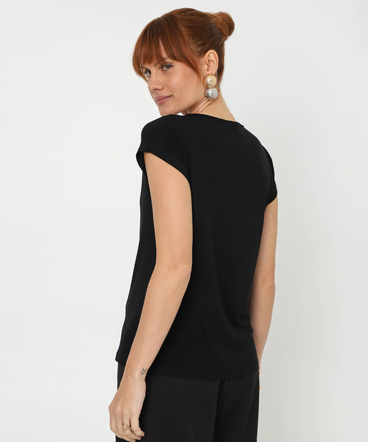 Blusa Feminina Manga Curta Marisa Preto