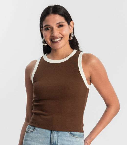 Regata de Ribana Feminina Rovitex Marrom