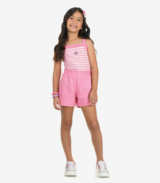 Conjunto Regata Com Shorts Cotton Rovi Kids Rosa