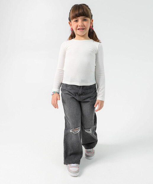 Blusa Infantil Canelada Marisa Tam 4 a 10 Off White