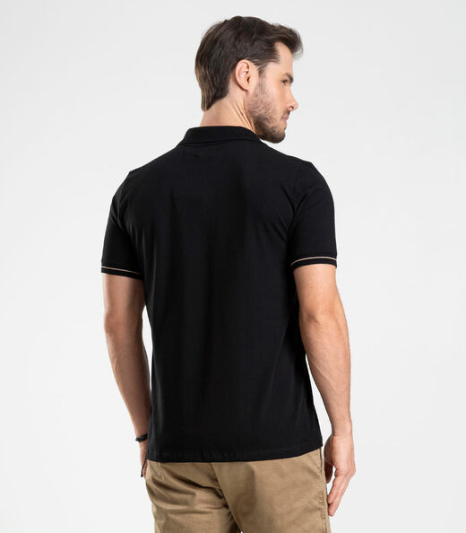 Polo em Cotton Leve Masculina Diametro Preto