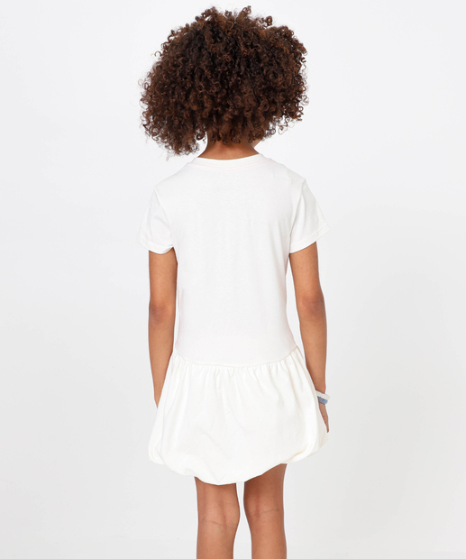 Vestido Infantil Balonê Minnie Disney Tam 4 a 10 Off White