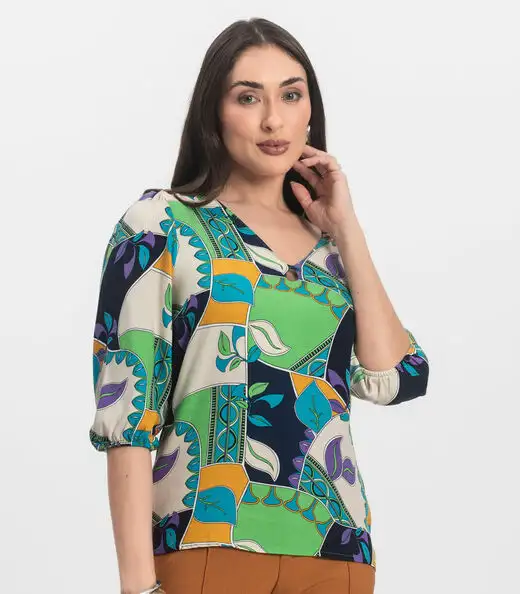 Blusa Manga Curta Infinita Cor Verde