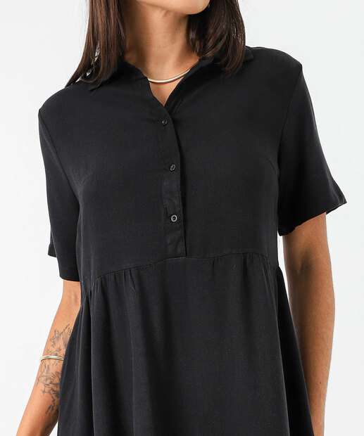 Vestido Feminino Manga Curta Marisa Preto