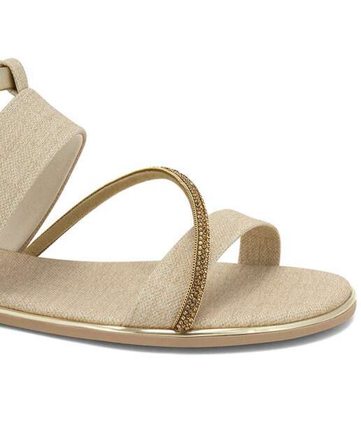 Sandália Feminina Rasteira Strass Ramarim Dourado
