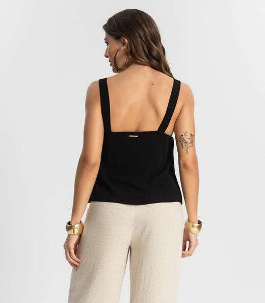 Regata Feminina Com Detalhes Endless Preto