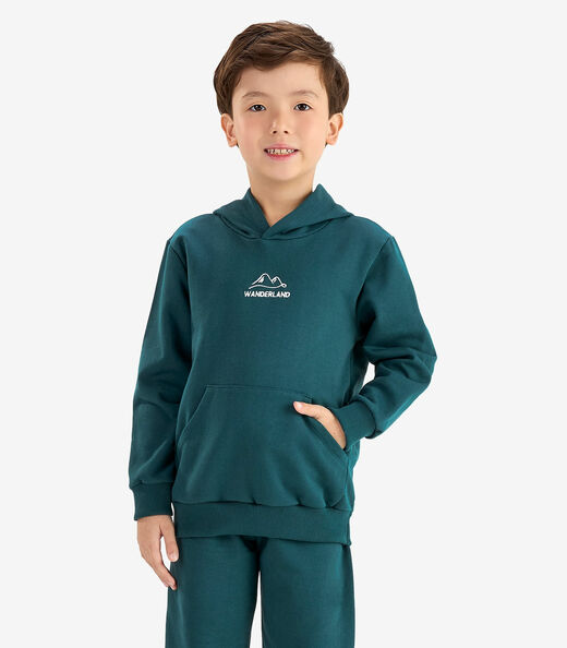 Conjunto Blusão de Capuz e Calça Moletom Rovi Kids Verde