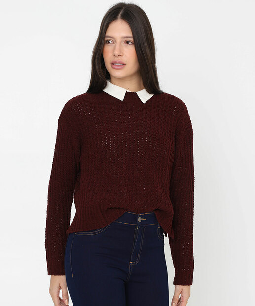 Image_Suéter Feminino Tricot Marisa Vinho
