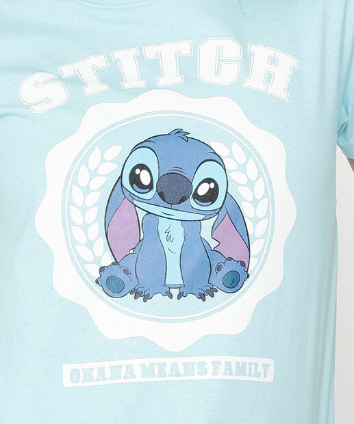 Camiseta Juvenil Manga Curta Estampa Stitch Disney Tam 10 a 16