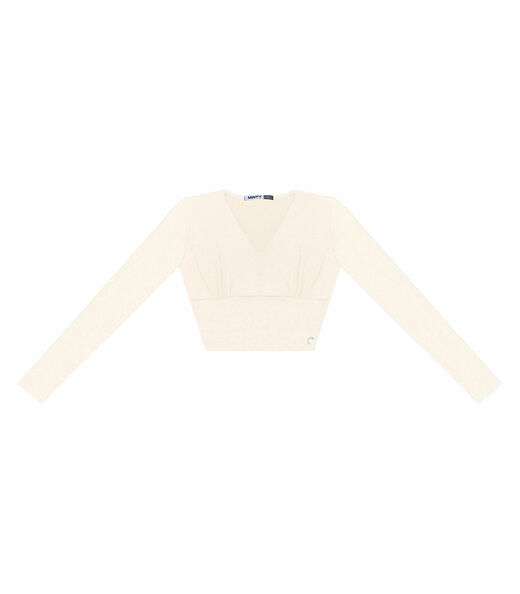 Blusa Cropped Juvenil Manga Longa Minty Bege