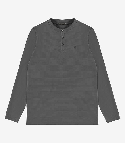 Camiseta Masculina Manga Longa Malhão Diametro Cinza