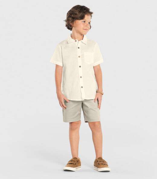 Conjunto Infantil Camisa Com Bermuda Trick Nick Bege