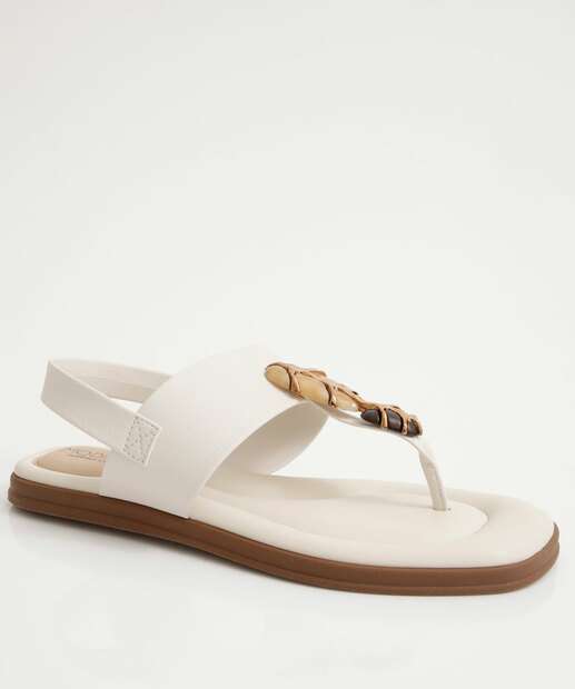 Image_Sandália Feminina Rasteira Pedras Sintéticas Modare Off White