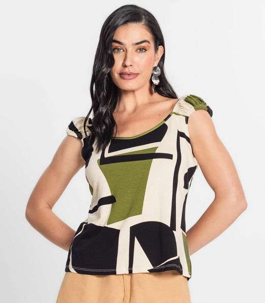 Blusa Feminina Estampada Infinita Cor Bege