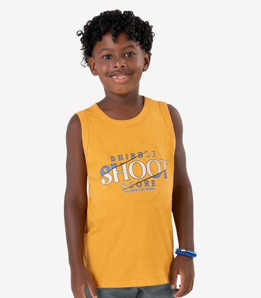 Conjunto Machão c/ Bermuda em Meia Malha Rovi Kids Amarelo