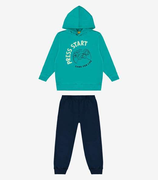 Conjunto Blusão Com Capuz E Calça Rovi Kids Verde