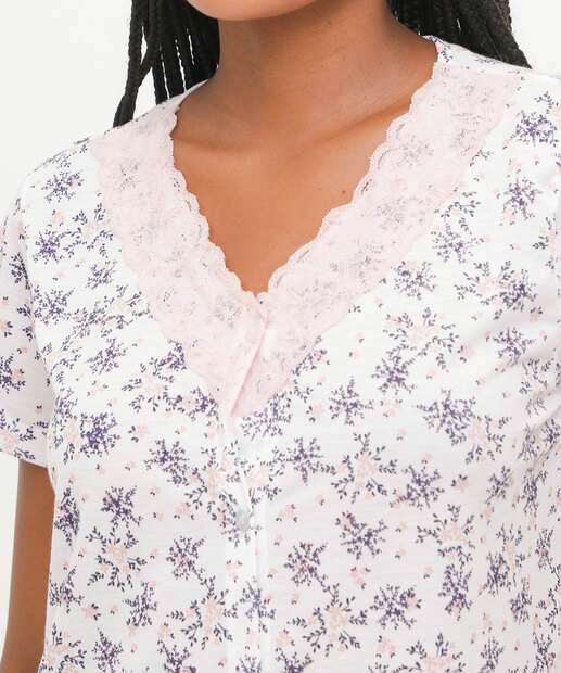 Camisola Botões Estampada Manga Curta Marisa
