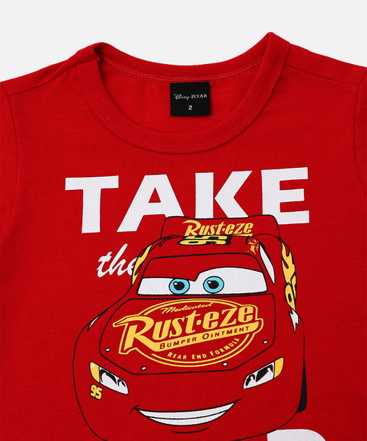 Camiseta Infantil Carros Disney Tam 1 a 3 Vermelho