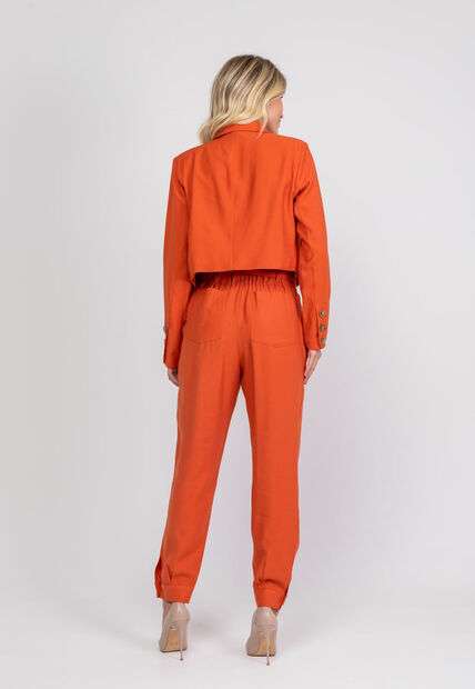 Casaco Cropped Alfaiataria Assimétrico Terracota Salvatore