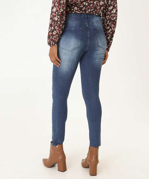 Calça Jeans Skinny Puídos Feminina