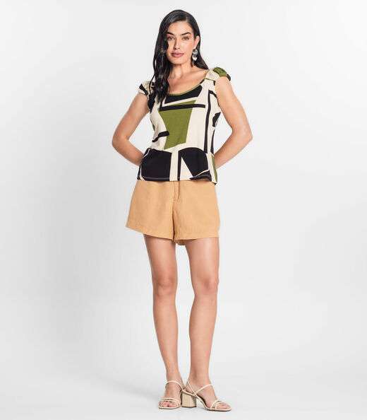 Blusa Feminina Estampada Infinita Cor Bege