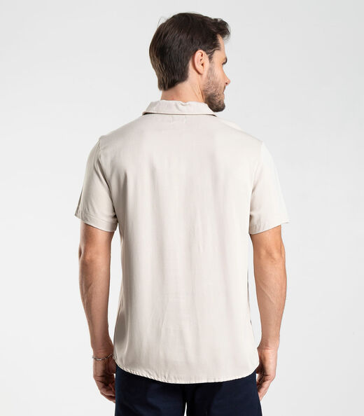 Camisa em Viscose Sarjada Masculina Diametro Bege