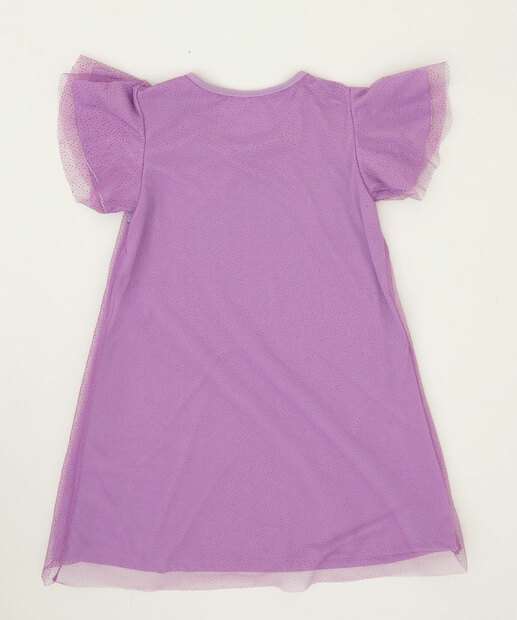 Vestido Infantil Angel Strass Manga Curta Disney Tam 4 a 10