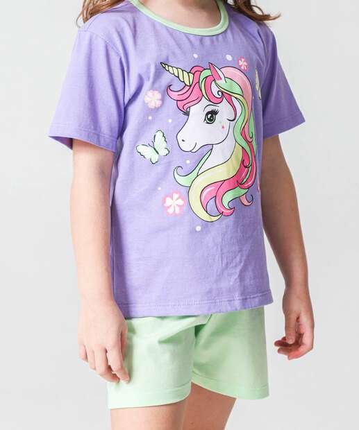 Pijama Infantil Estampa Unicórnio Marisa Tam 1 A 8 Roxo