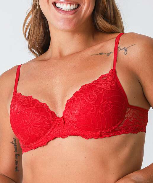 Sutiã De Renda Com Base E Com Bojo Marisa Vermelho