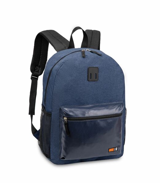 Mochila Masculina Com Bolso frontal em P.U. Clio Azul