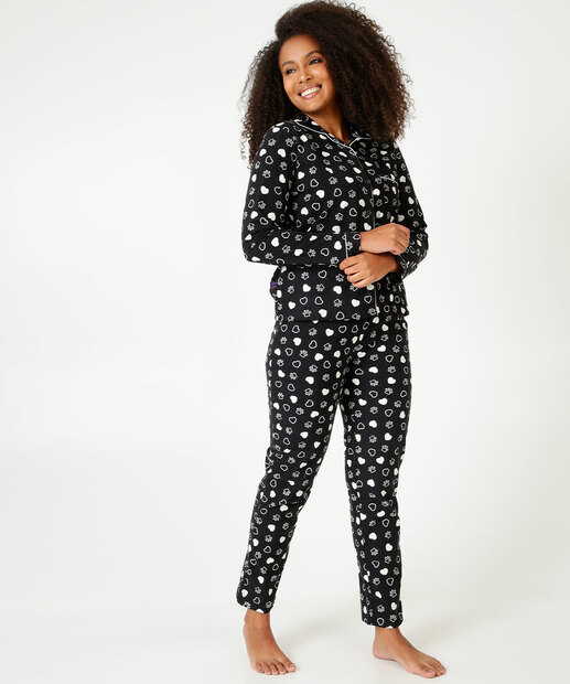 Pijama Americano Feminino Estampado Manga Longa Marisa