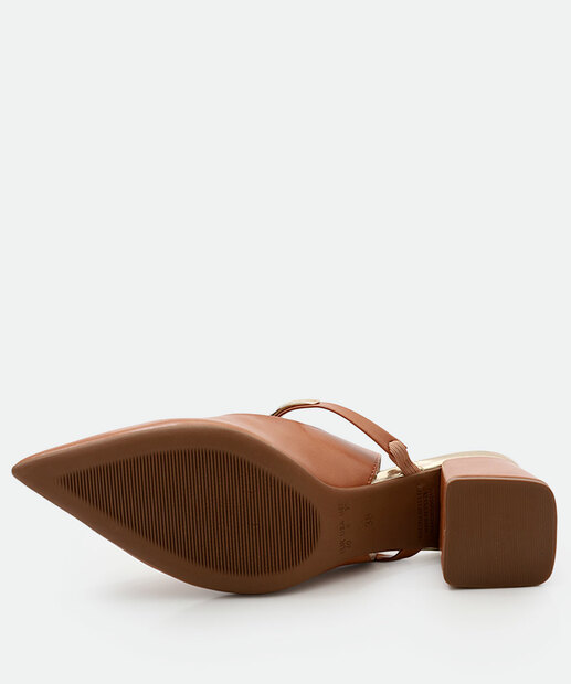 Scarpin Feminino Slingback Salto Grosso Bebecê Marrom