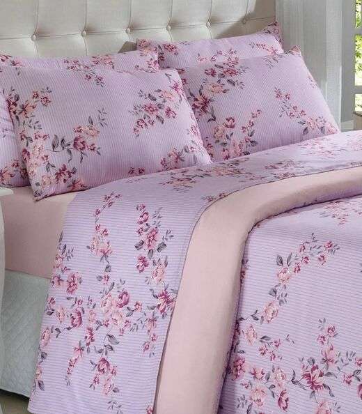 Jogo Capa de Edredom Solteiro 2 Peças Lar e Lazer Roxo