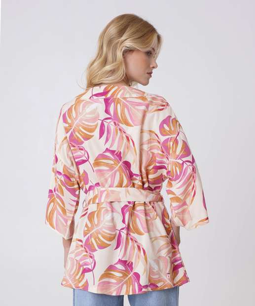 Kimono Feminino Estampado Manga Curta Marisa
