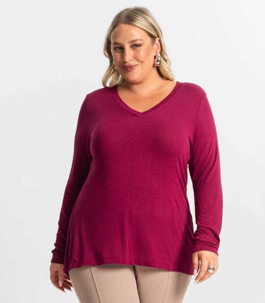 Blusa Manga Longa Visco Tricot Secret Glam Vermelho