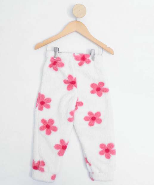 Calça Infantil Sherpa Estampa Floral Marisa Tam 1 a 4
