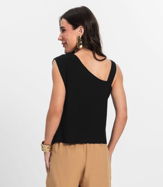 Regata Feminina em Viscose Creponada Endless Preto