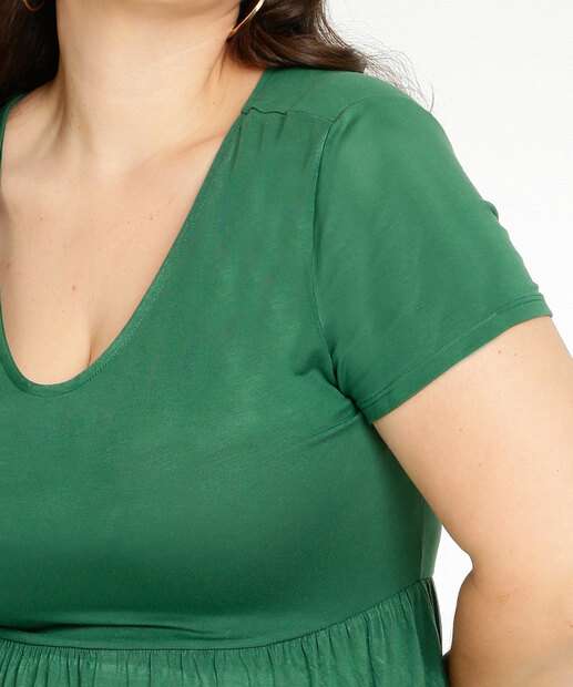 Vestido Plus Size Feminino Babado Manga Curta Marisa