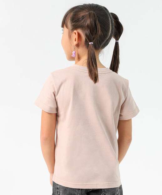 Blusa Infantil Hello Kitty Bolsinha Tam 4 a 10 Bege