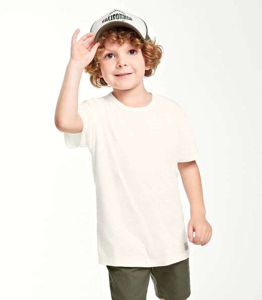 Camiseta Infantil Masculina  Meia Malha Trick Nick Bege