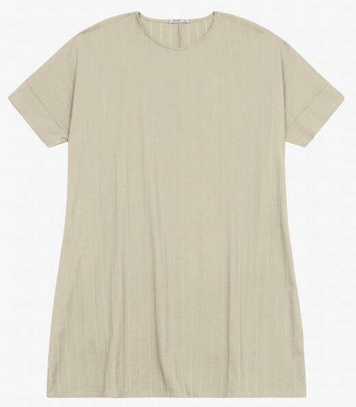 Vestido Plus Size em Visco Listras Secret Glam Bege