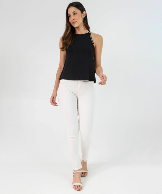 Blusa Regata Feminina Halter Neck Retilínea Marisa Preto