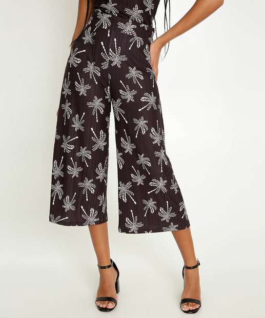 Calça Feminina Pantacourt Estampa Coqueiros Marisa