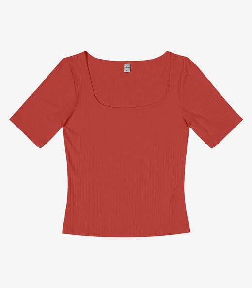 Blusa em Ribana Canelada Rovitex Marrom